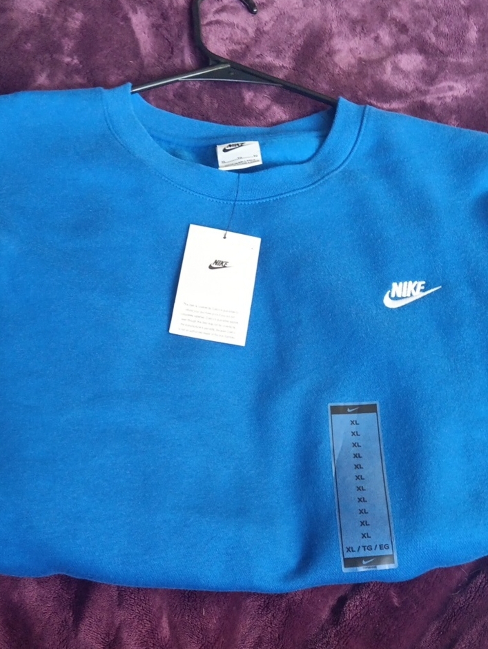 Nike Women's Royal Blue Crewneck Sweatshirt with White Logo